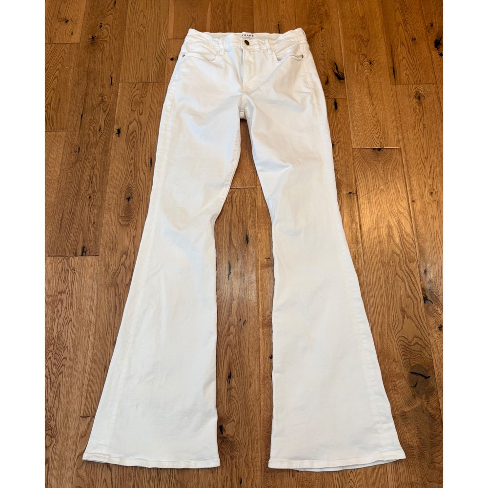 Frame Denim Le High Flare White High Rise Jeans Size 28